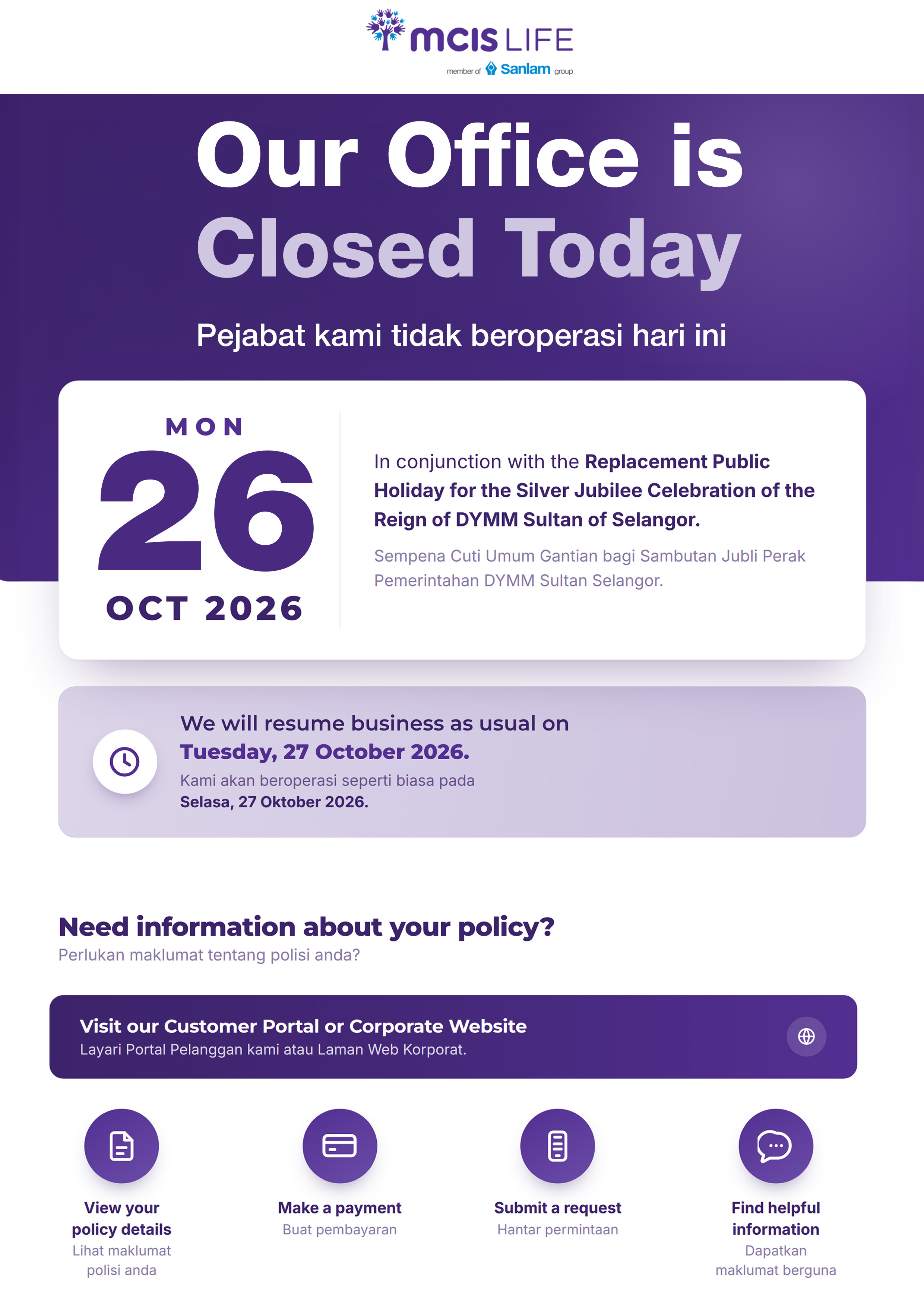 MCIS Life - Butterworth & Kuching Branch Relocation